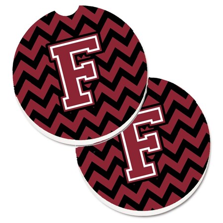 Carolines Treasures Letter F Chevron Garnet and Black  Cup Holder Car Coaster, PK2 CJ1052-FCARC